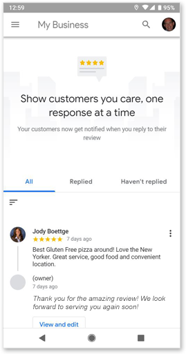 Google My Business Reviews - Respond directly to customer reviews